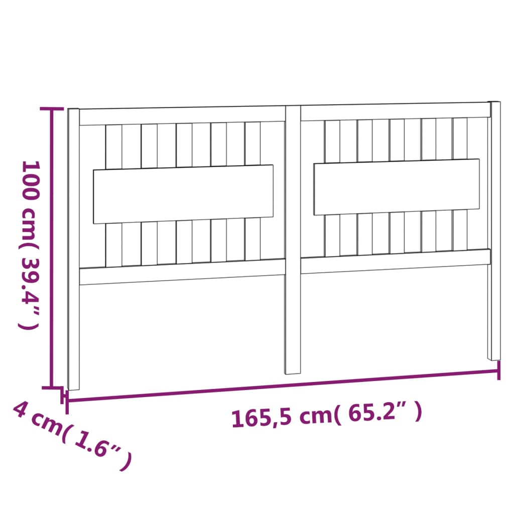 Uzglavlje za krevet bijelo 165,5x4x100 cm od masivne borovine