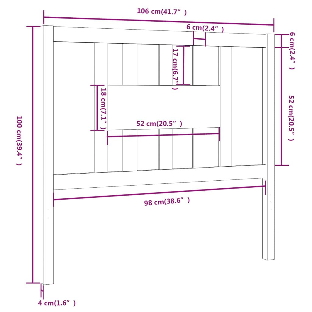 Uzglavlje smeđa boja meda 106 x 4 x 100 cm od masivne borovine
