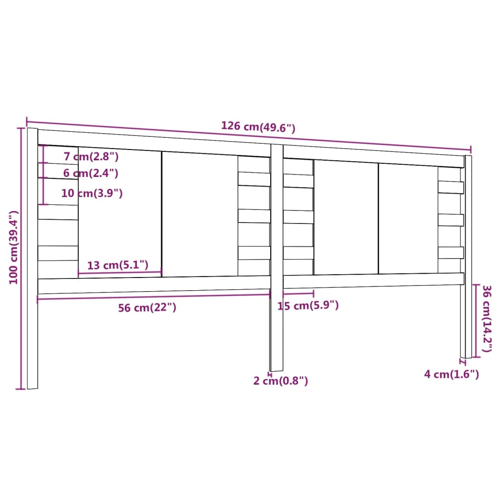 Uzglavlje smeđa boja meda 126 x 4 x 100 cm od masivne borovine