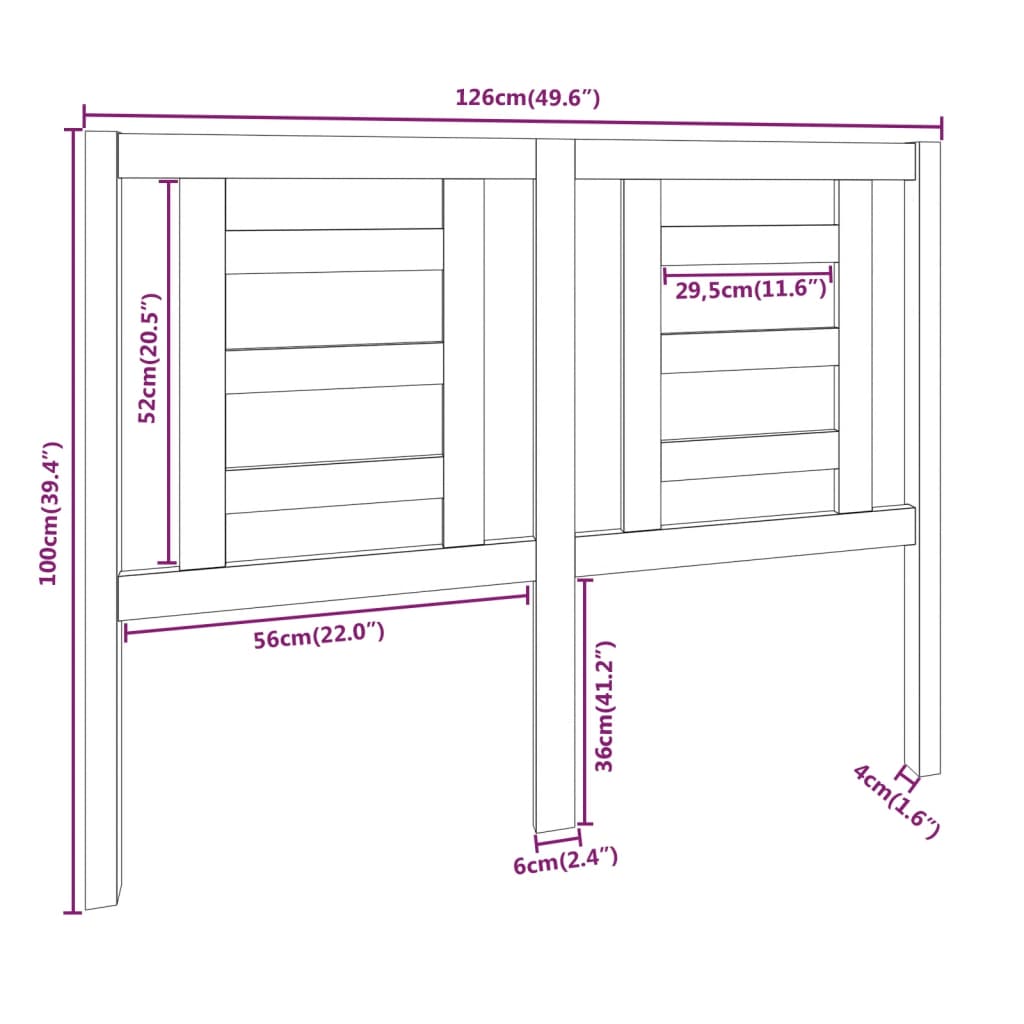 Uzglavlje za krevet bijelo 126 x 4 x 100 cm od masivne borovine