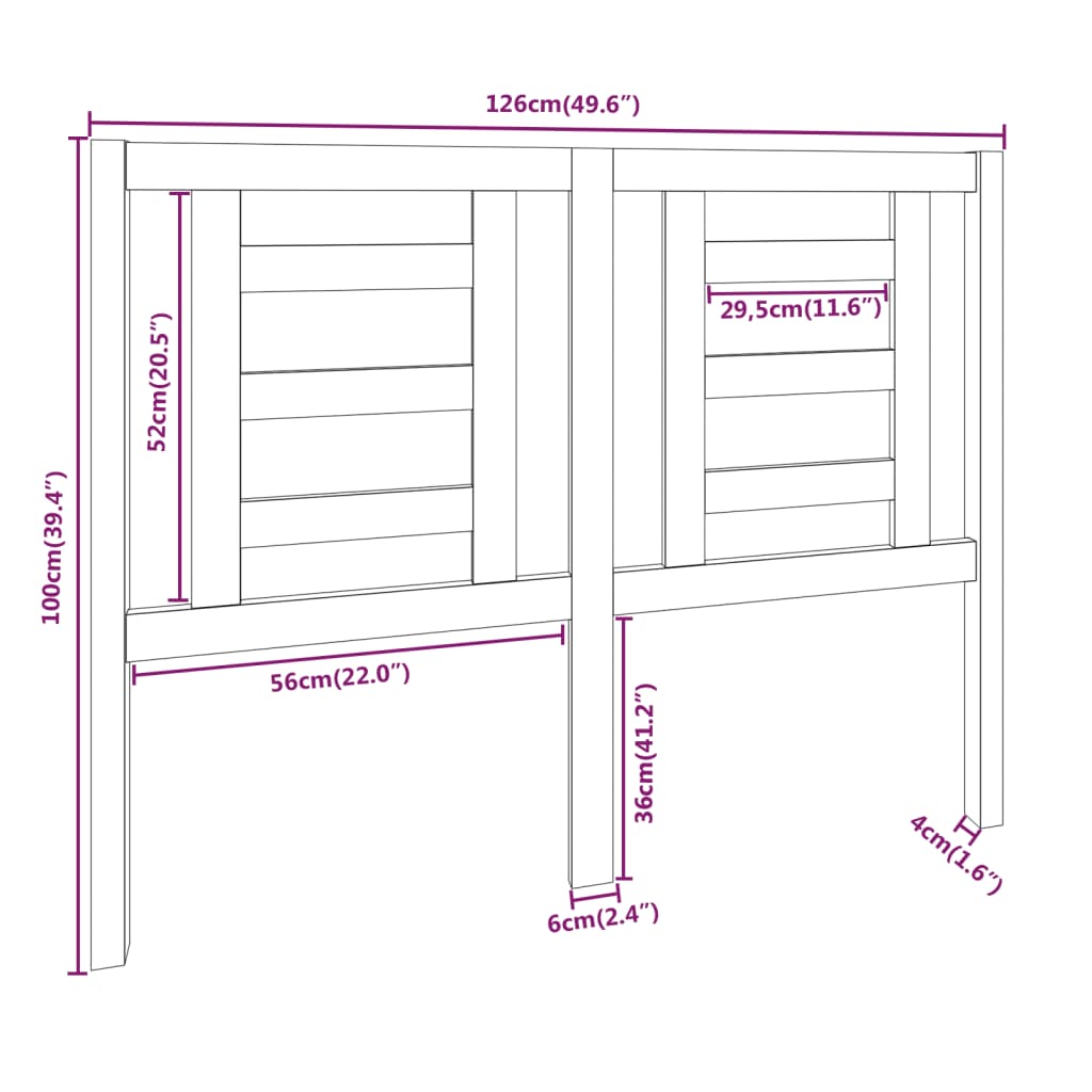 Uzglavlje za krevet boja meda 126 x 4 x 100 cm masivna borovina