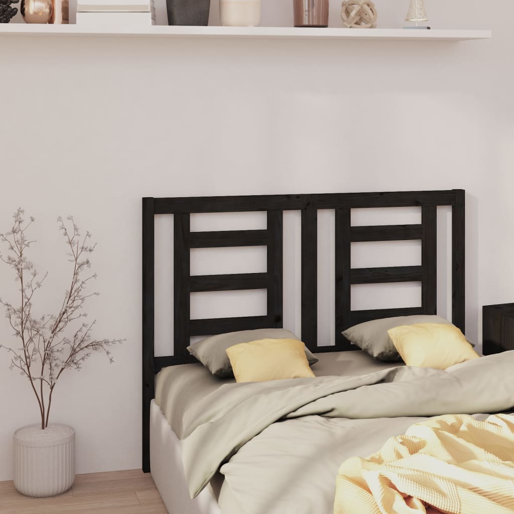 Uzglavlje za krevet crno 126 x 4 x 100 cm od masivne borovine