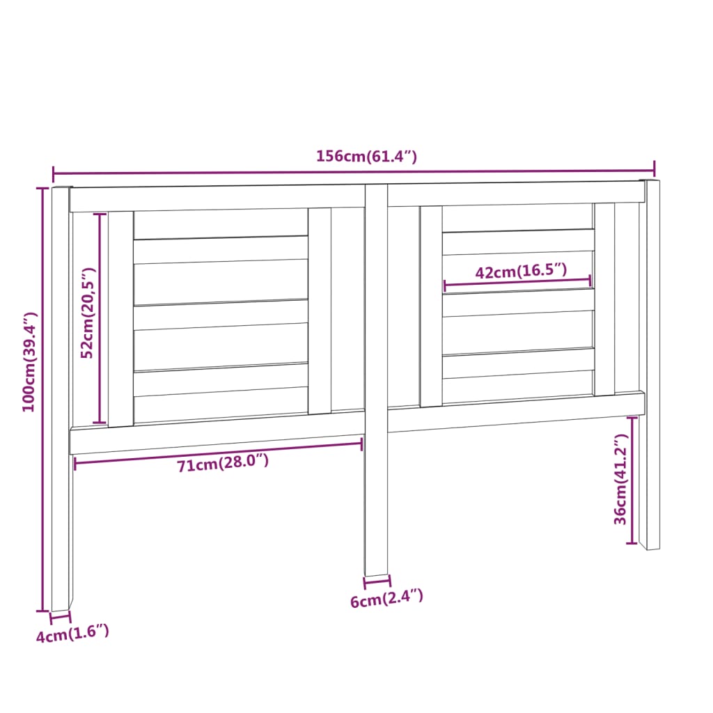 Uzglavlje za krevet 156 x 4 x 100 cm od masivne borovine