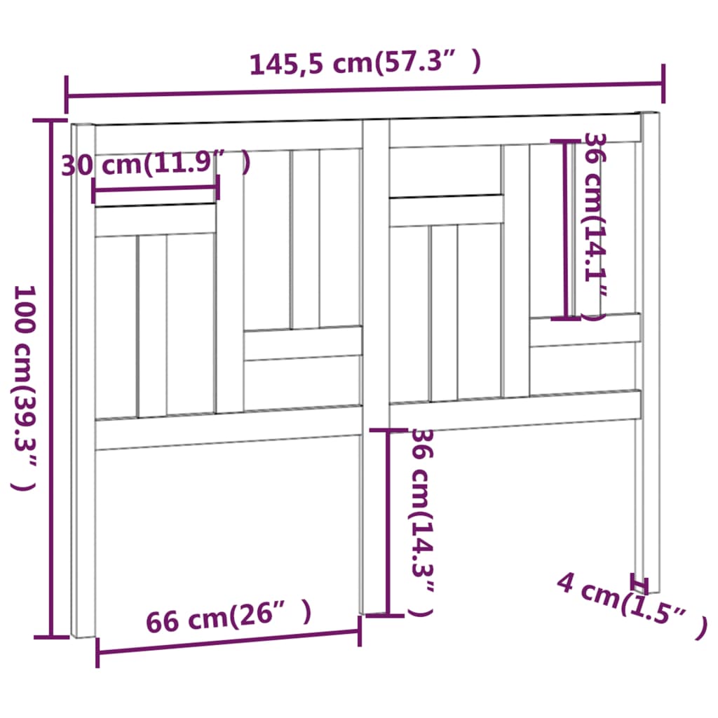 Uzglavlje za krevet bijelo 145,5x4x100 cm od masivne borovine