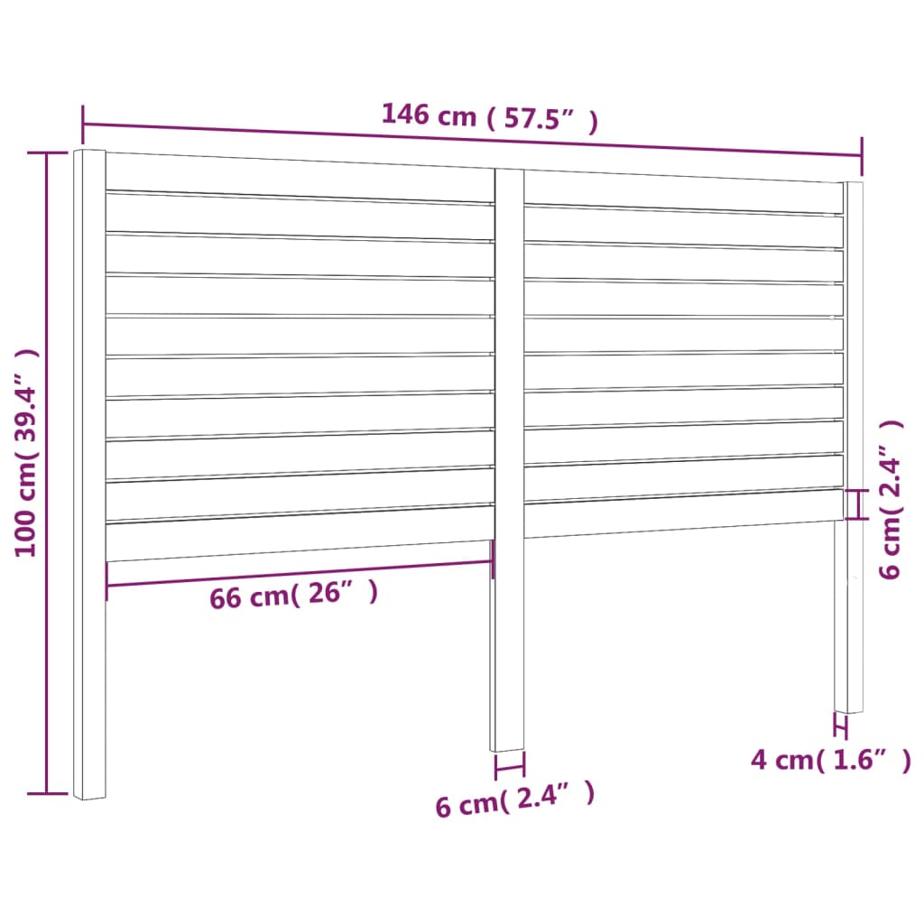 Uzglavlje za krevet bijelo 146 x 4 x 100 cm od masivne borovine