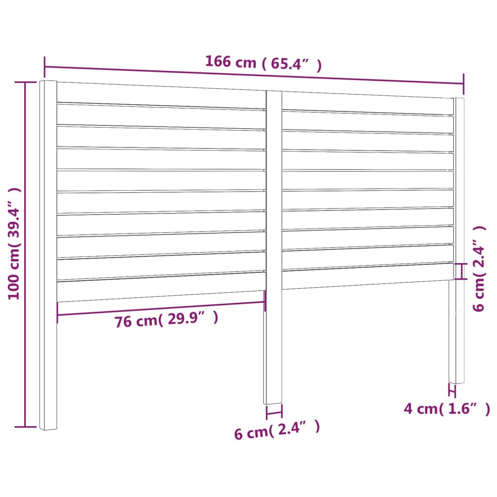 Uzglavlje za krevet 166 x 4 x 100 cm od masivne borovine