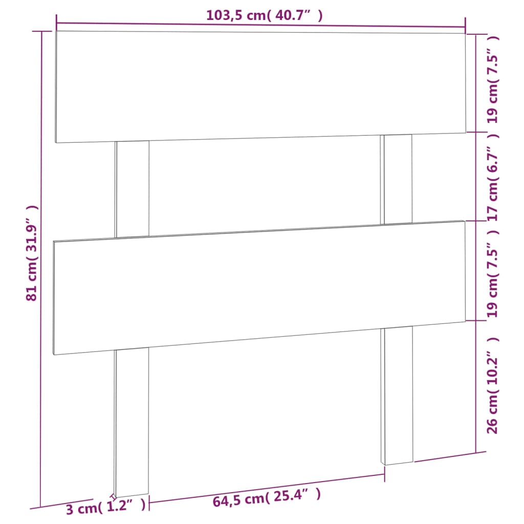 Uzglavlje za krevet bijelo 103,5x3x81 cm od masivne borovine