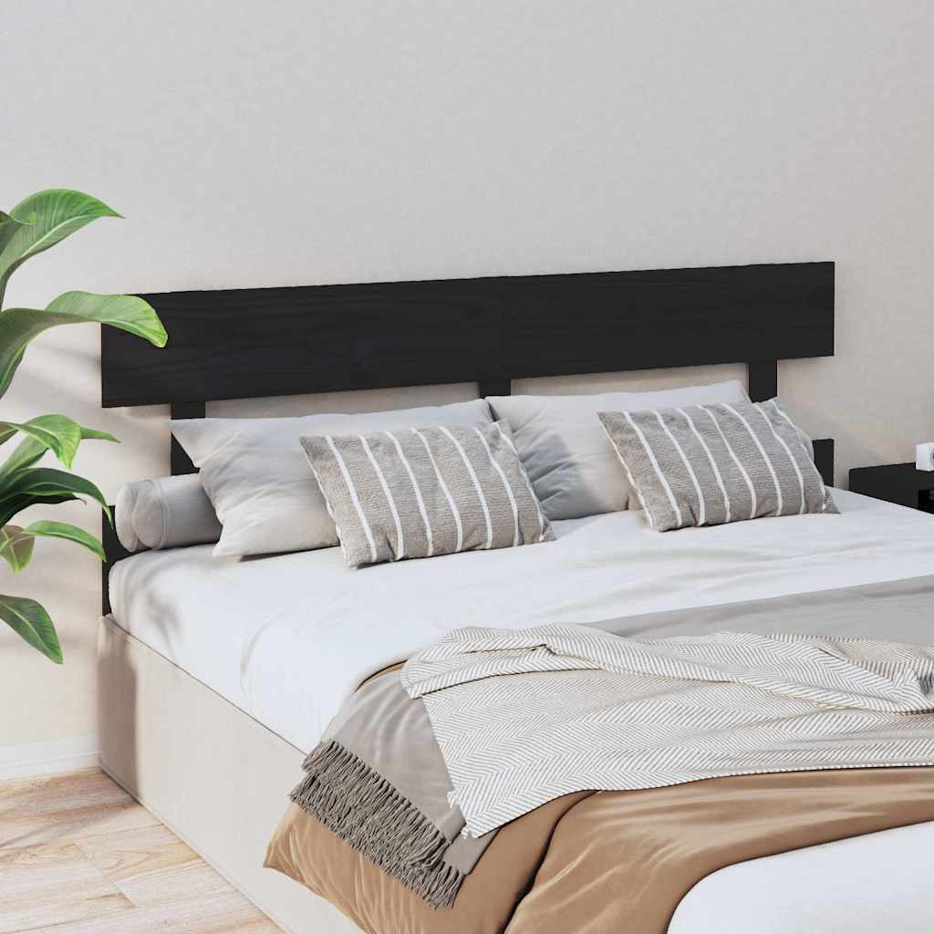 Uzglavlje za krevet crno 164 x 3 x 81 cm od masivne borovine