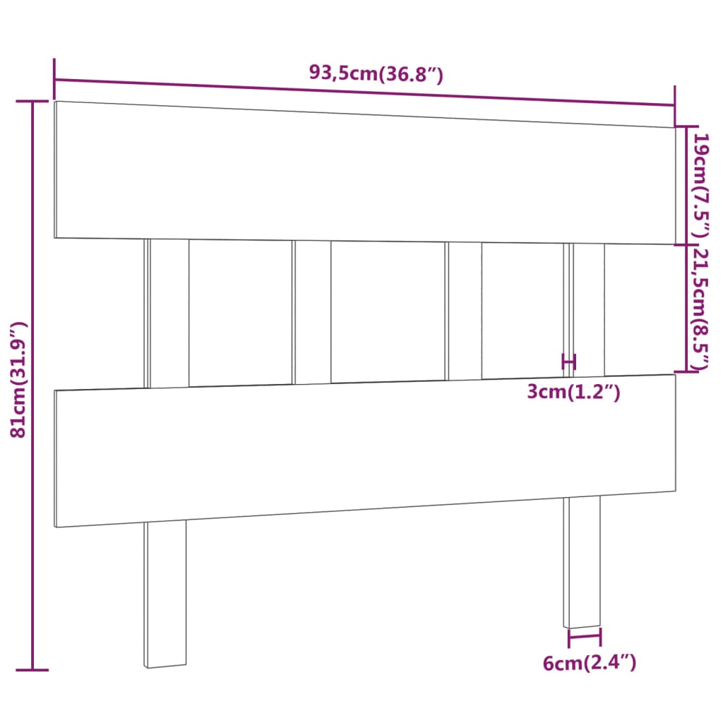 Uzglavlje za krevet 93,5 x 3 x 81 cm od masivne borovine