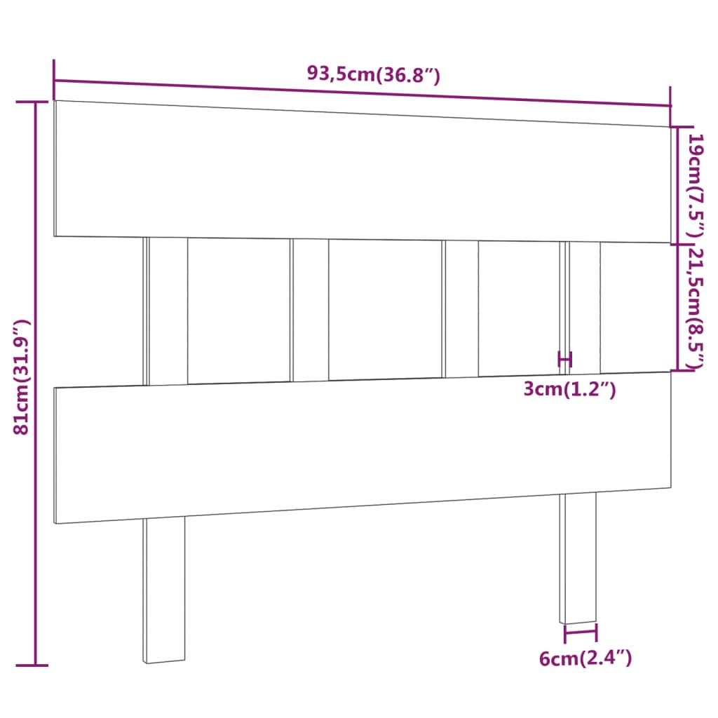 Uzglavlje za krevet boja meda 93,5 x 3 x 81 cm masivna borovina