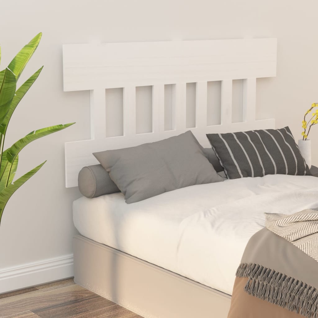 Uzglavlje za krevet bijelo 123,5x3x81 cm od masivne borovine