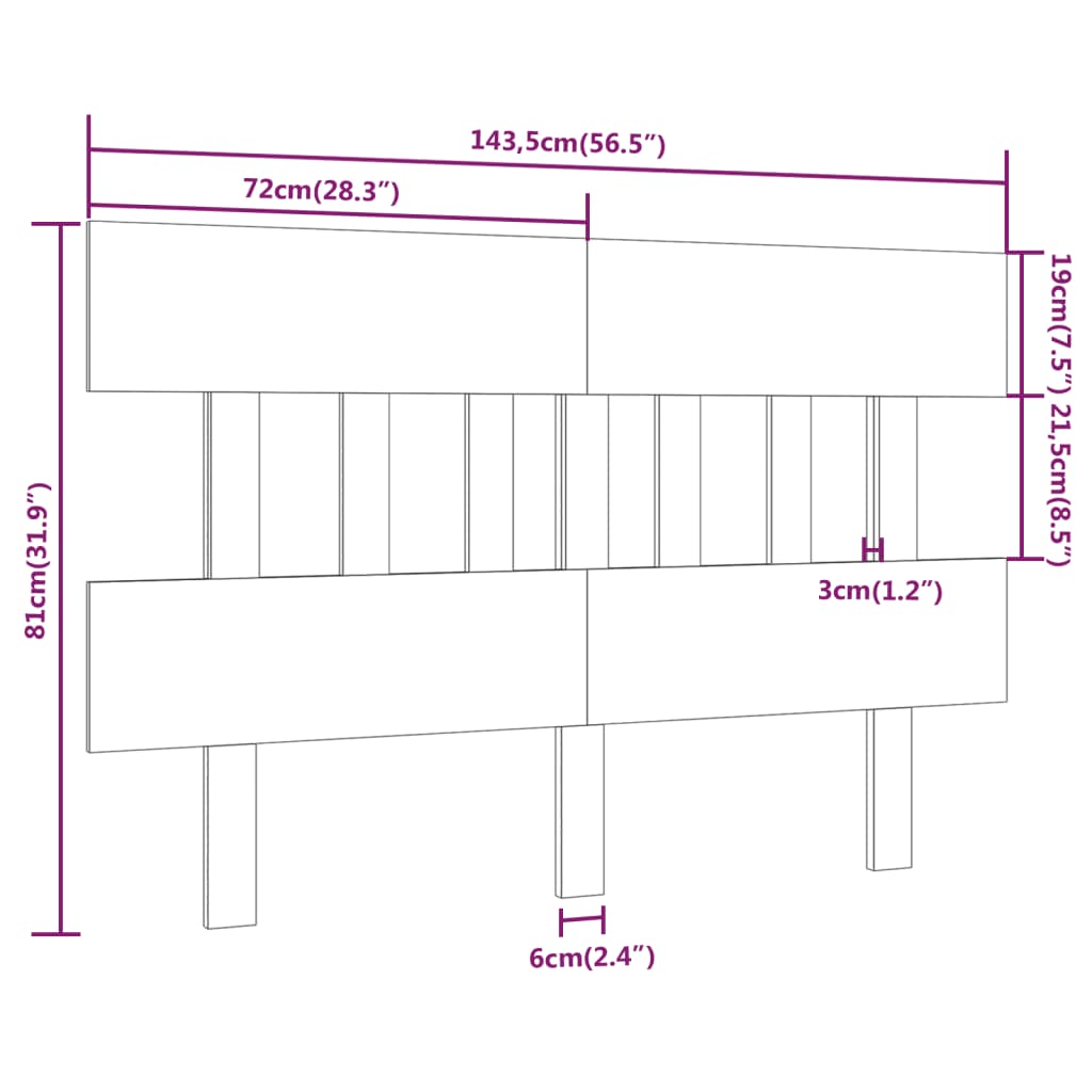 Uzglavlje za krevet bijelo 143,5x3x81 cm od masivne borovine