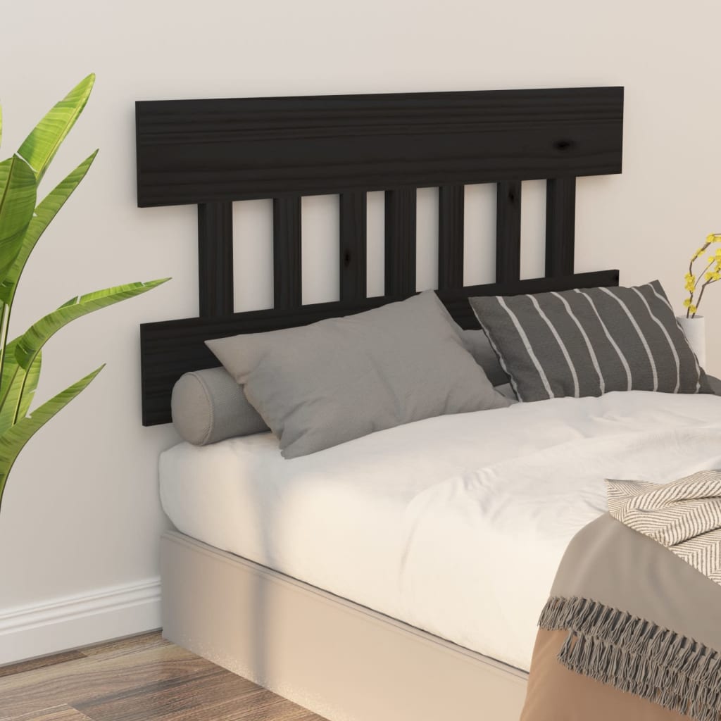 Uzglavlje za krevet crno 143,5 x 3 x 81 cm od masivne borovine
