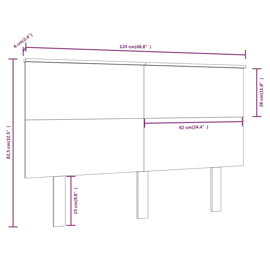 Uzglavlje za krevet bijelo 124x6x82,5 cm od masivne borovine