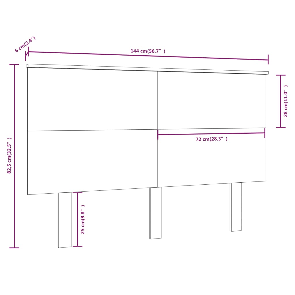 Uzglavlje za krevet bijelo 144x6x82,5 cm od masivne borovine