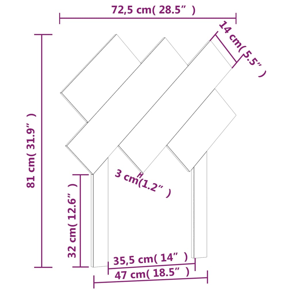 Uzglavlje za krevet boja meda 72,5x3x81 cm masivna borovina