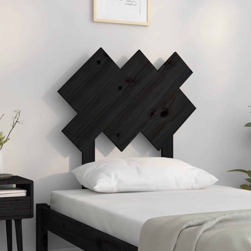 Uzglavlje za krevet Crno 72,5x3x81 cm od masivne borovine