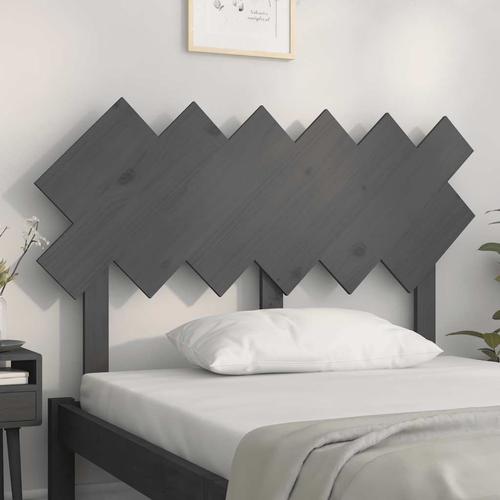 Uzglavlje za krevet sivi 122,5x3x80,5 cm od masivne borovine