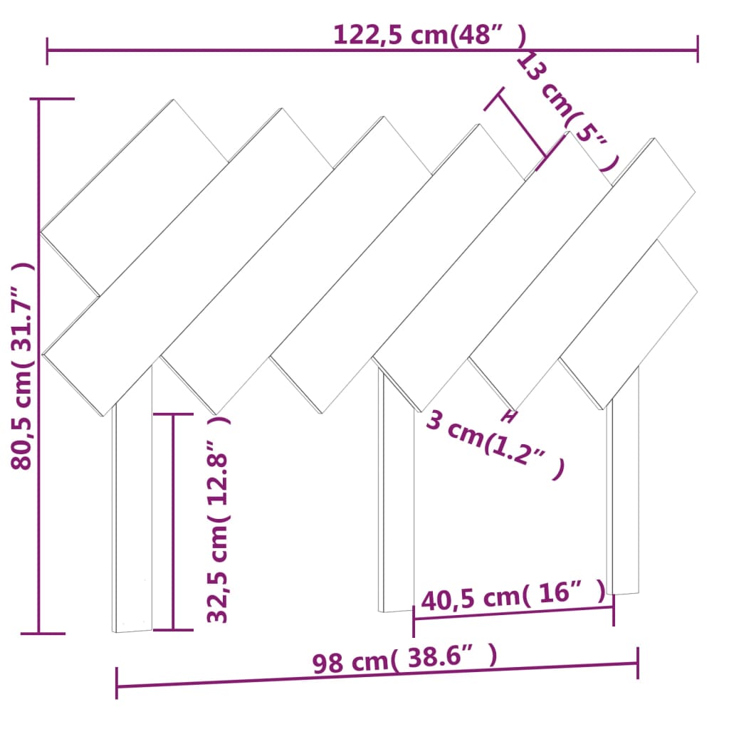 Uzglavlje za krevet boja meda 122,5x3x80,5 cm masivna borovina