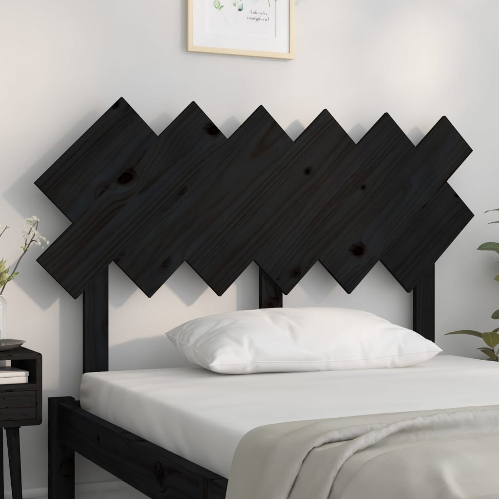 Uzglavlje za krevet Crno 122,5x3x80,5 cm od masivne borovine