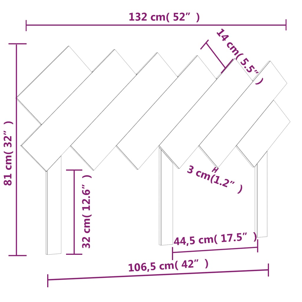 Uzglavlje za krevet 132x3x81 cm od masivne borovine