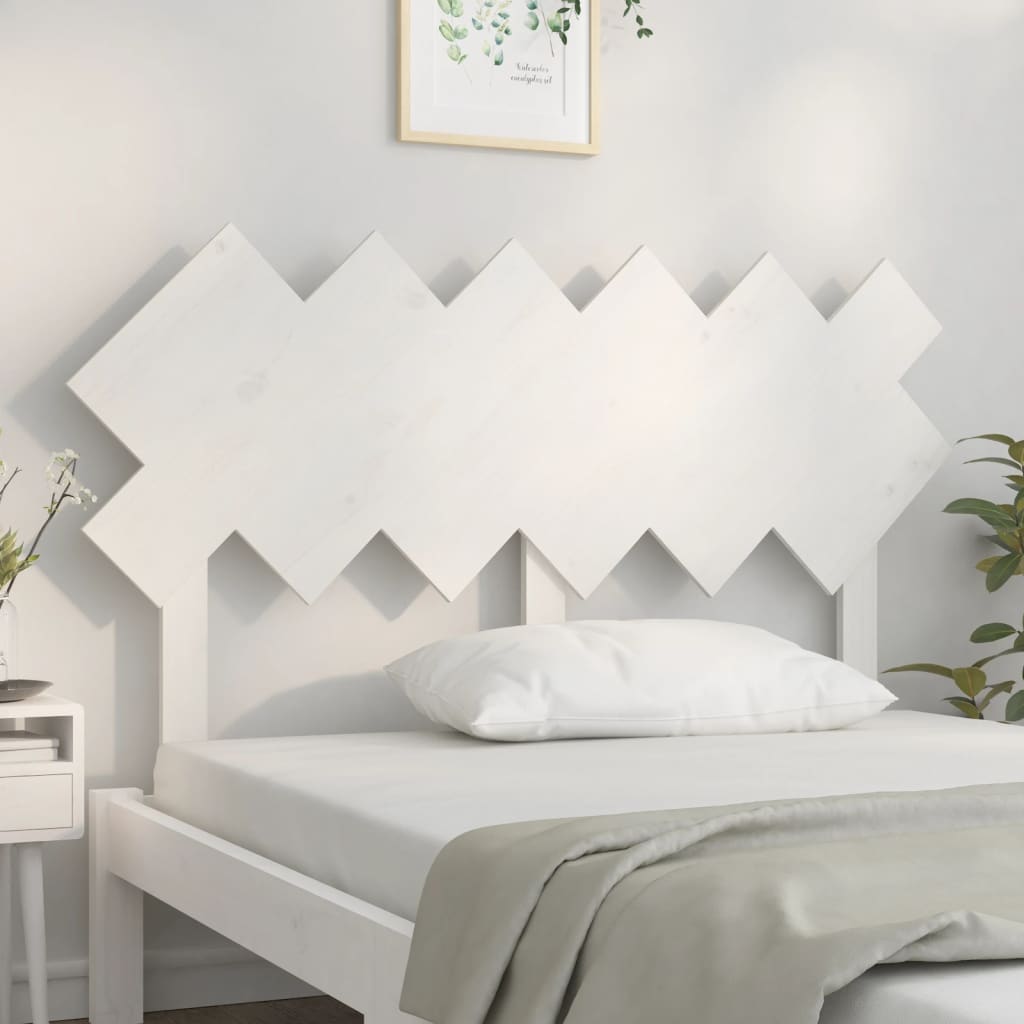 Uzglavlje za krevet Bijela 132x3x81 cm od masivne borovine