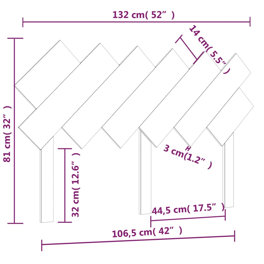 Uzglavlje za krevet Crno 132x3x81 cm od masivne borovine