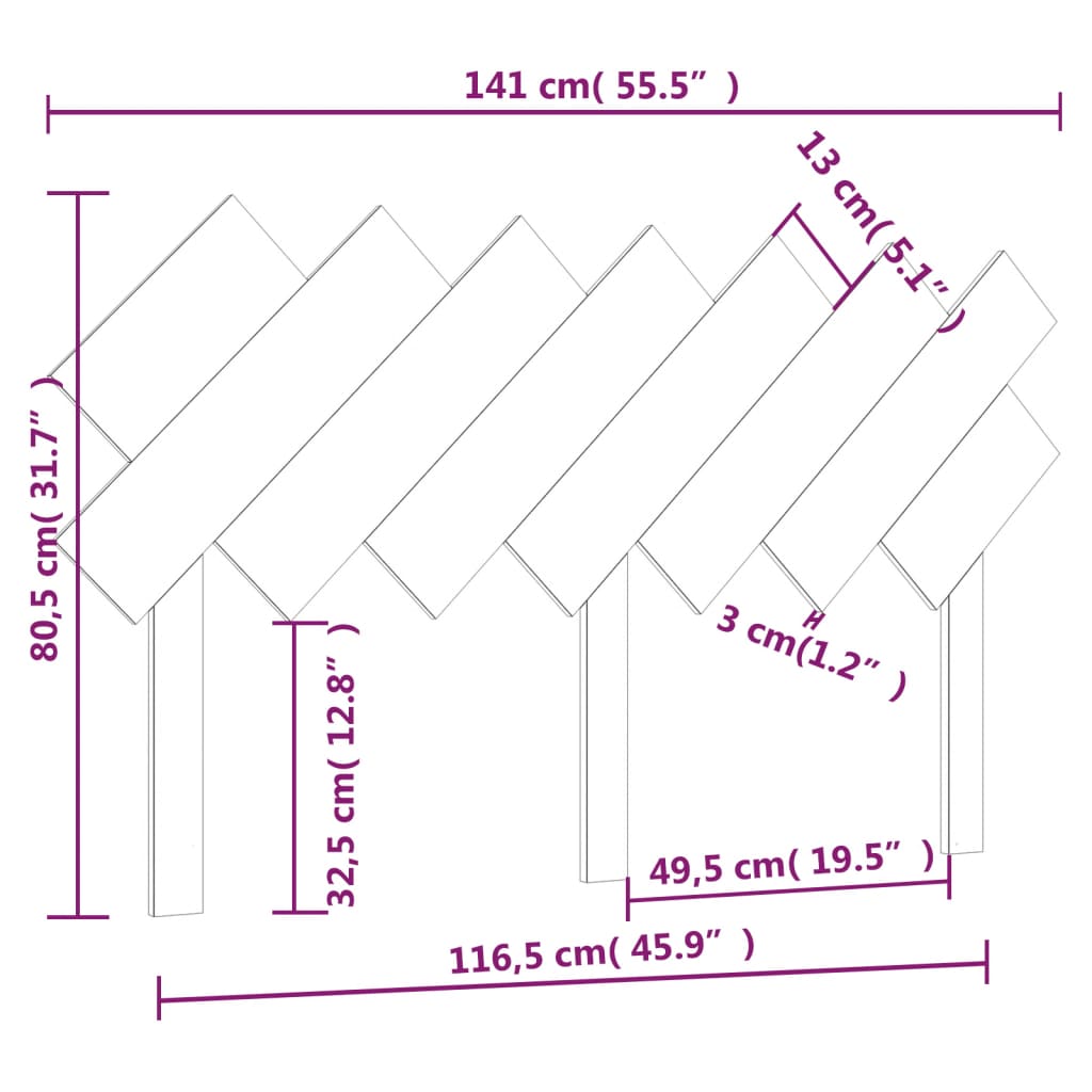 Uzglavlje za krevet Bijela 141x3x80,5 cm od masivne borovine