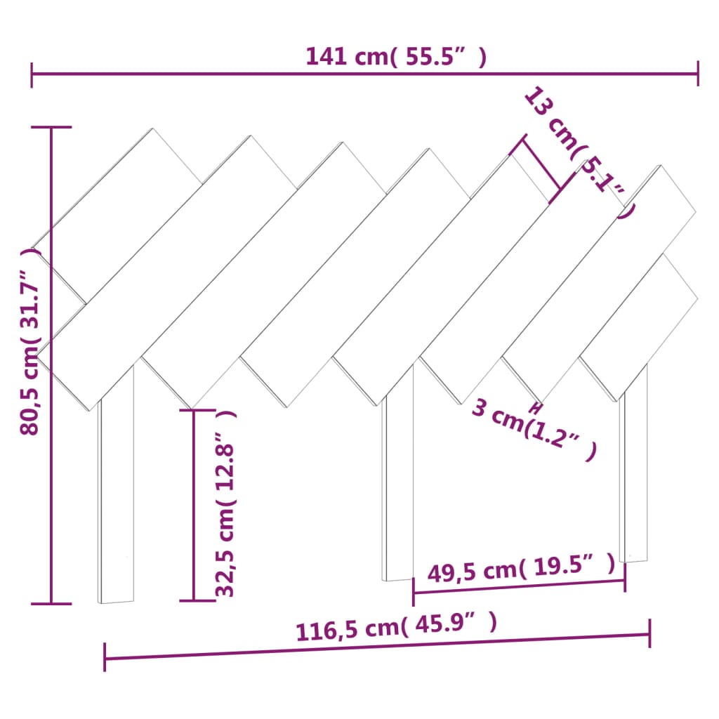 Uzglavlje za krevet sivi 141x3x80,5 cm od masivne borovine