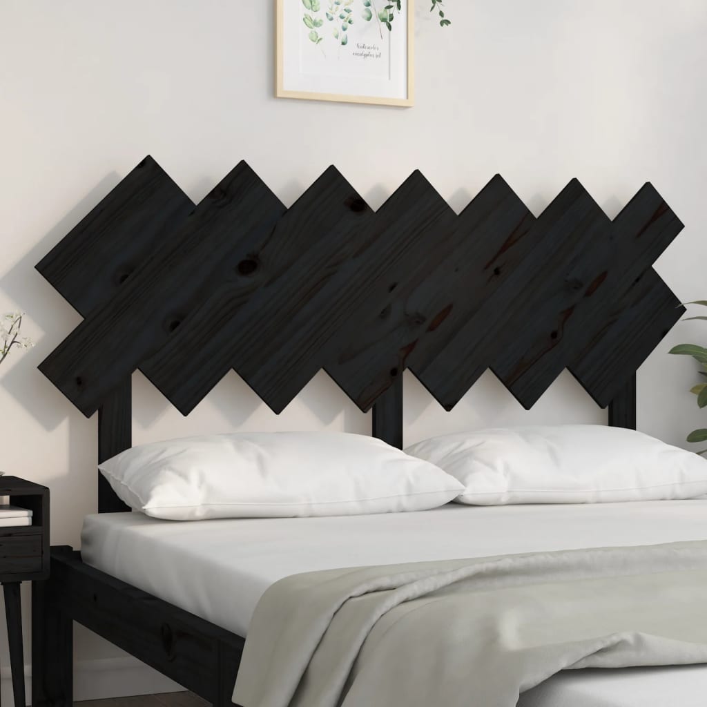 Uzglavlje za krevet Crno 141x3x80,5 cm od masivne borovine