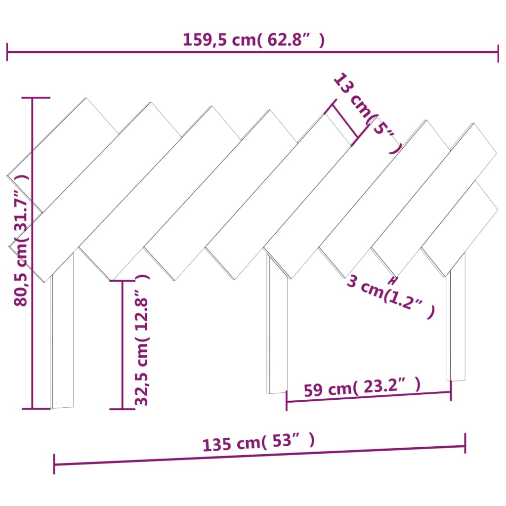 Uzglavlje za krevet Bijela 159,5x3x80,5 cm od masivne borovine