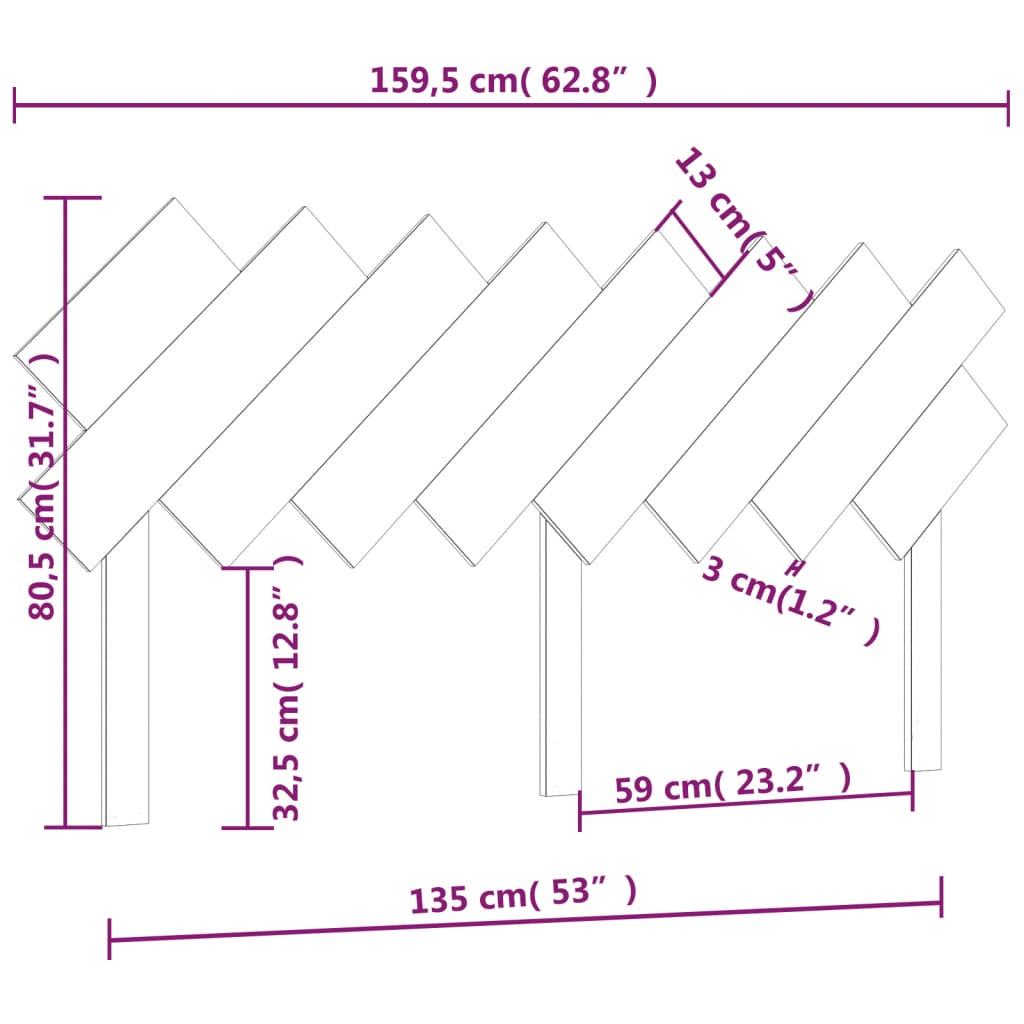 Uzglavlje za krevet sivi 159,5x3x80,5 cm od masivne borovine
