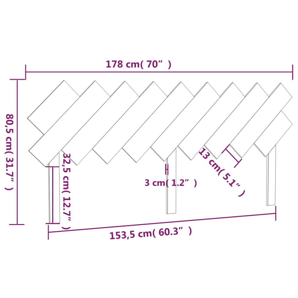 Uzglavlje za krevet boja meda 178x3x80,5 cm masivna borovina
