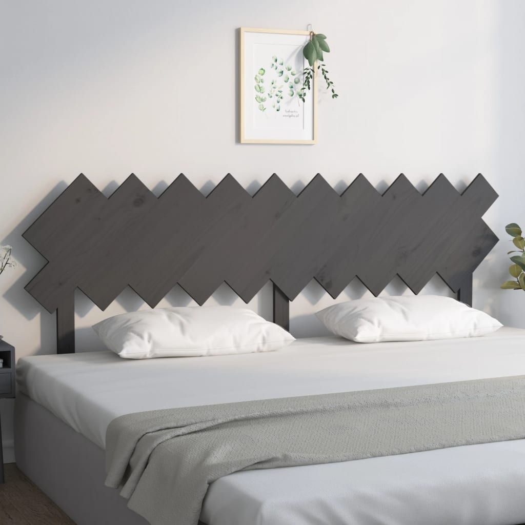 Uzglavlje za krevet sivi 196x3x80,5 cm od masivne borovine