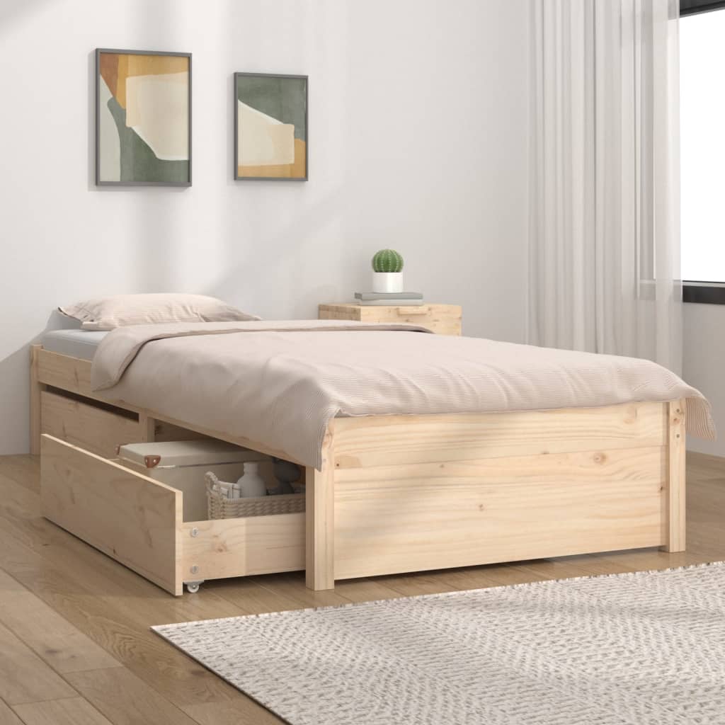Okvir za krevet s ladicama 75 x 190 cm jednokrevetni