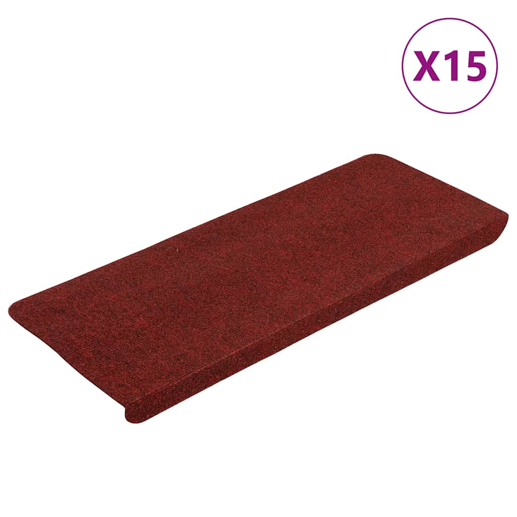 Samoljepljivi otirači za stepenice 15 kom 65x24,5x3,5 cm crveni