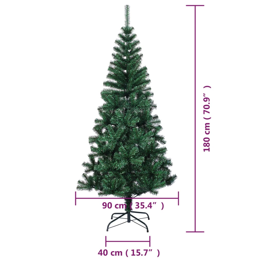 Umjetno božićno drvce s obojenim vrhovima zeleno 180 cm PVC