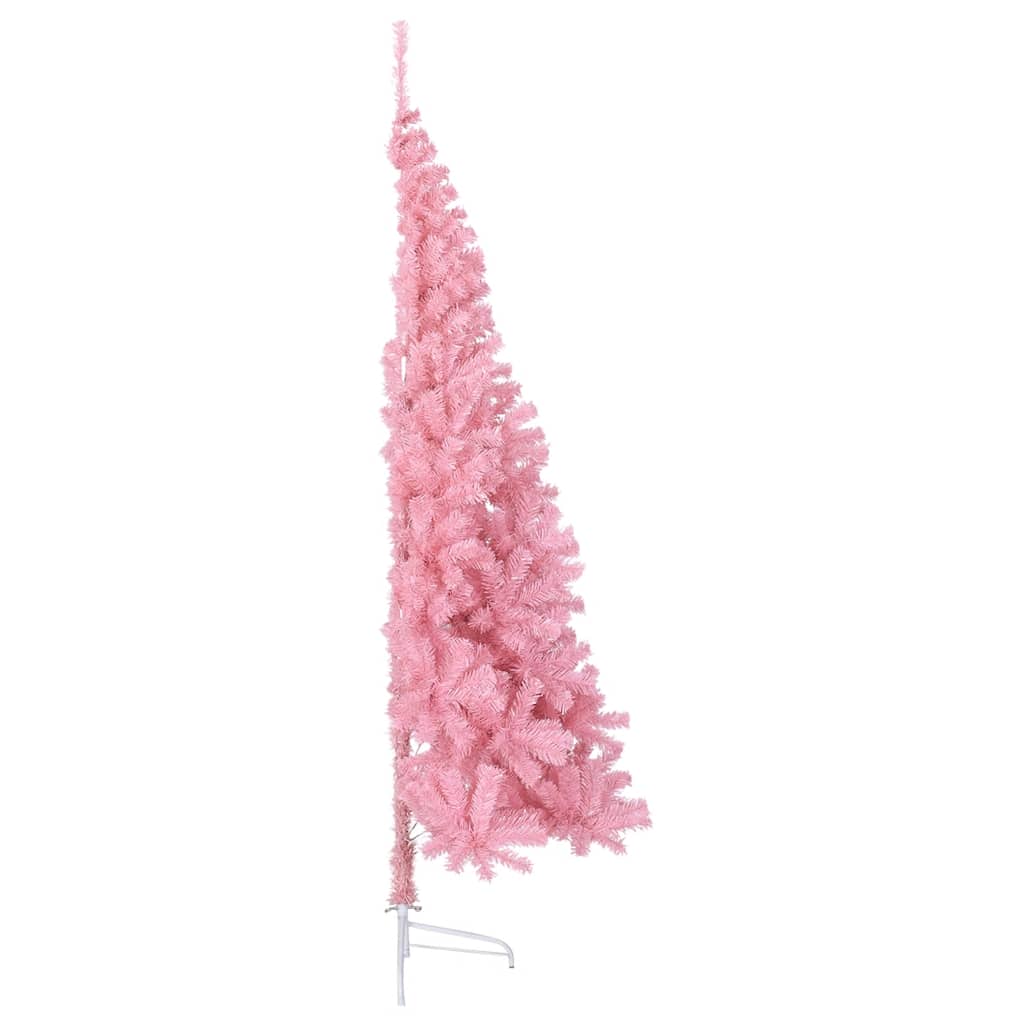 Umjetna polovica božićnog drvca sa stalkom ružičasta 180 cm PVC