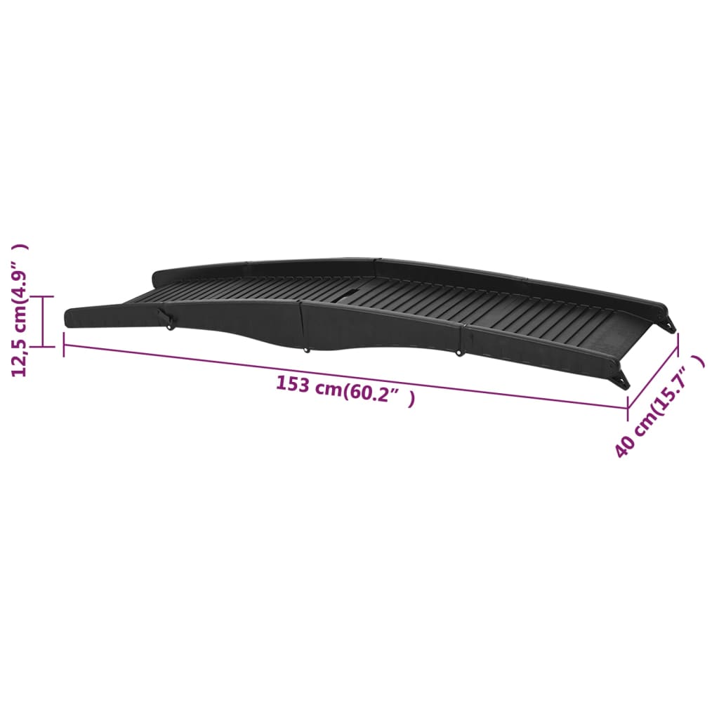 Sklopiva rampa za pse crna 153 x 40 x 12,5 cm od plastike