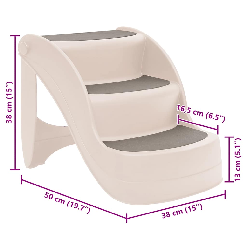 Sklopive ljestve za pse s 3 stepenice krem 50x38x38 cm plastika