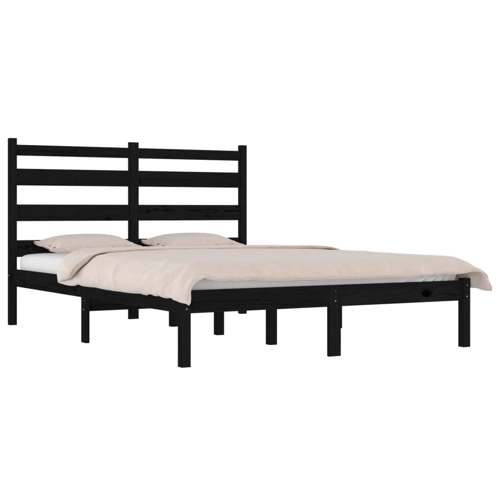 Okvir za krevet od masivne borovine crni 200 x 200 cm