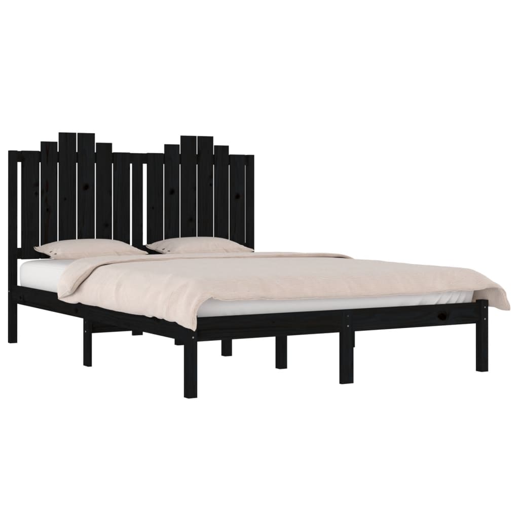 Okvir za krevet od masivne borovine crni 200 x 200 cm