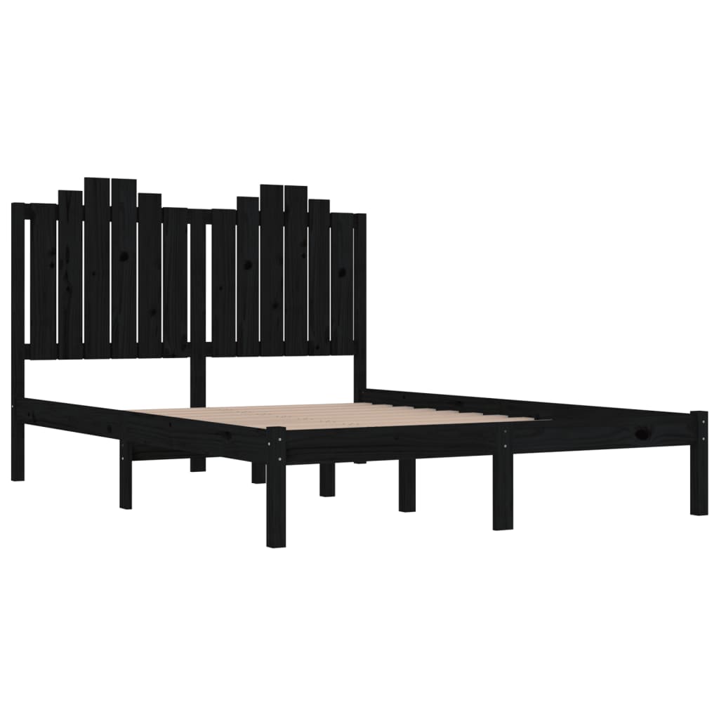 Okvir za krevet od masivne borovine crni 200 x 200 cm
