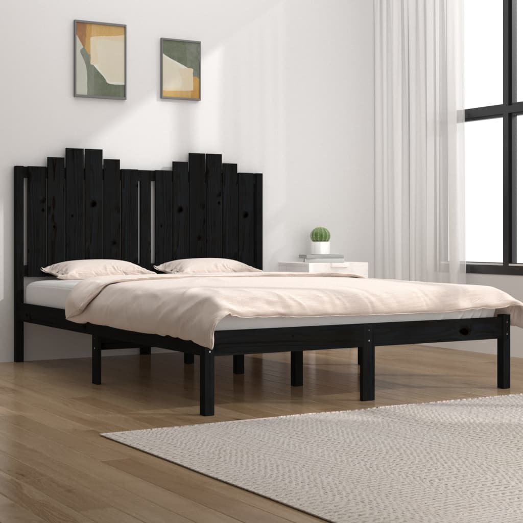 Okvir za krevet od masivne borovine crni 200 x 200 cm