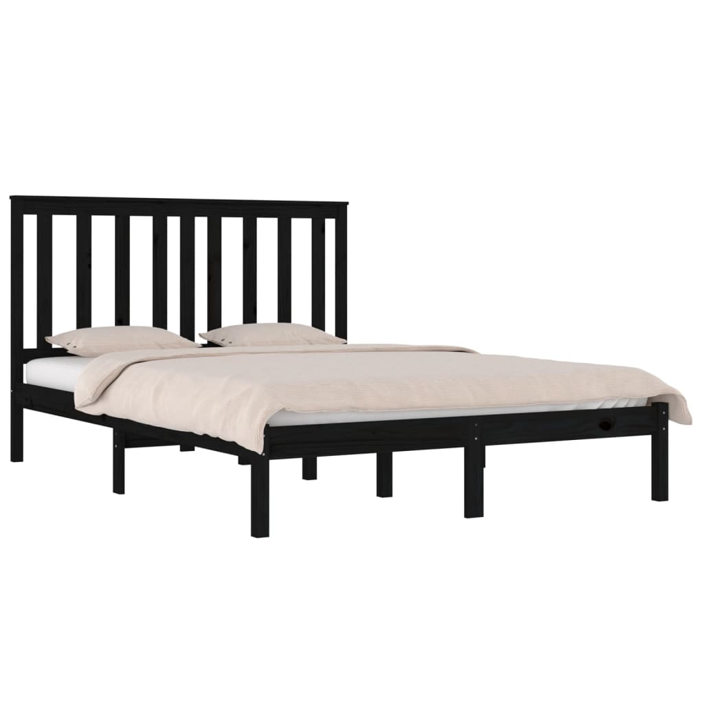 Okvir za krevet od masivne borovine crni 200 x 200 cm