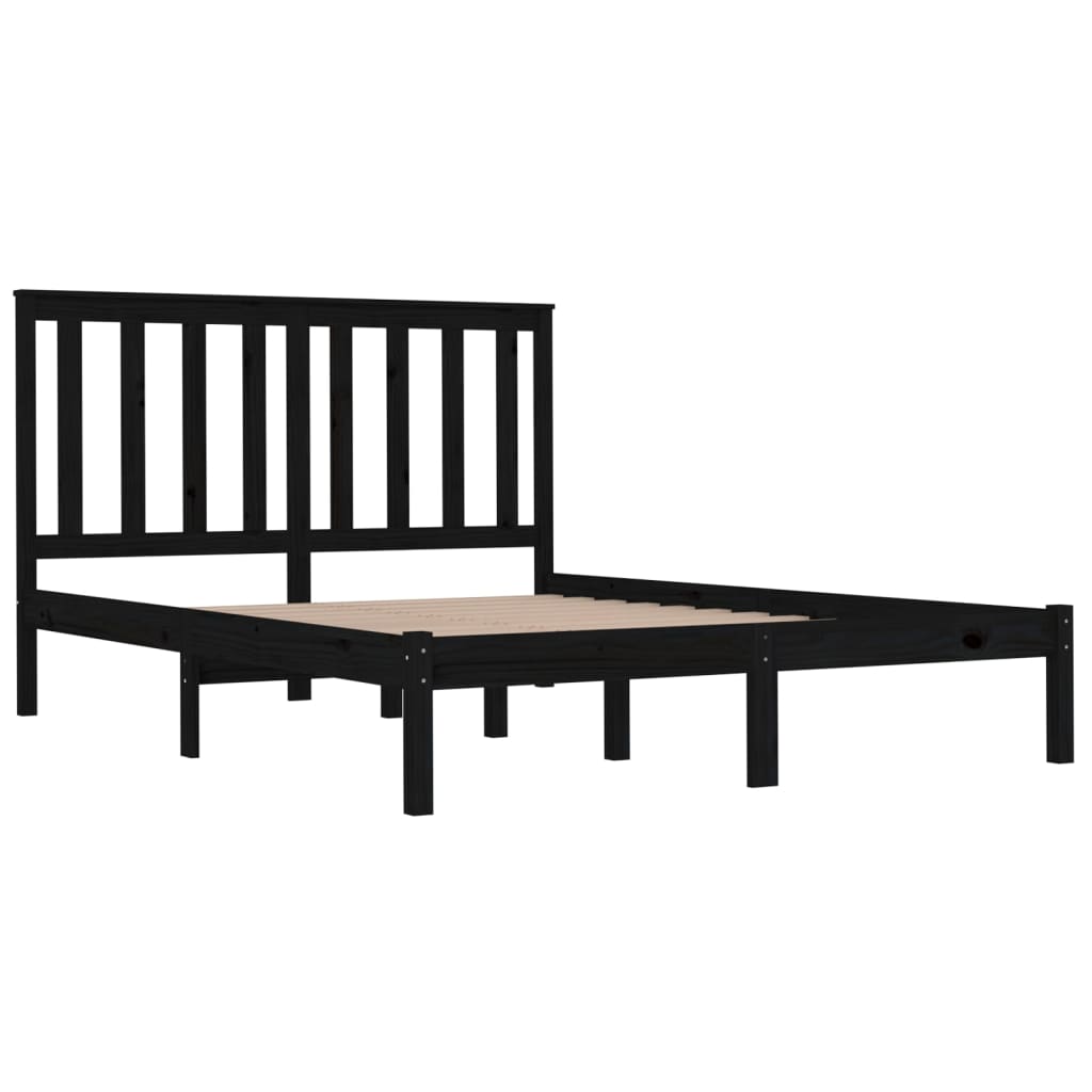 Okvir za krevet od masivne borovine crni 200 x 200 cm
