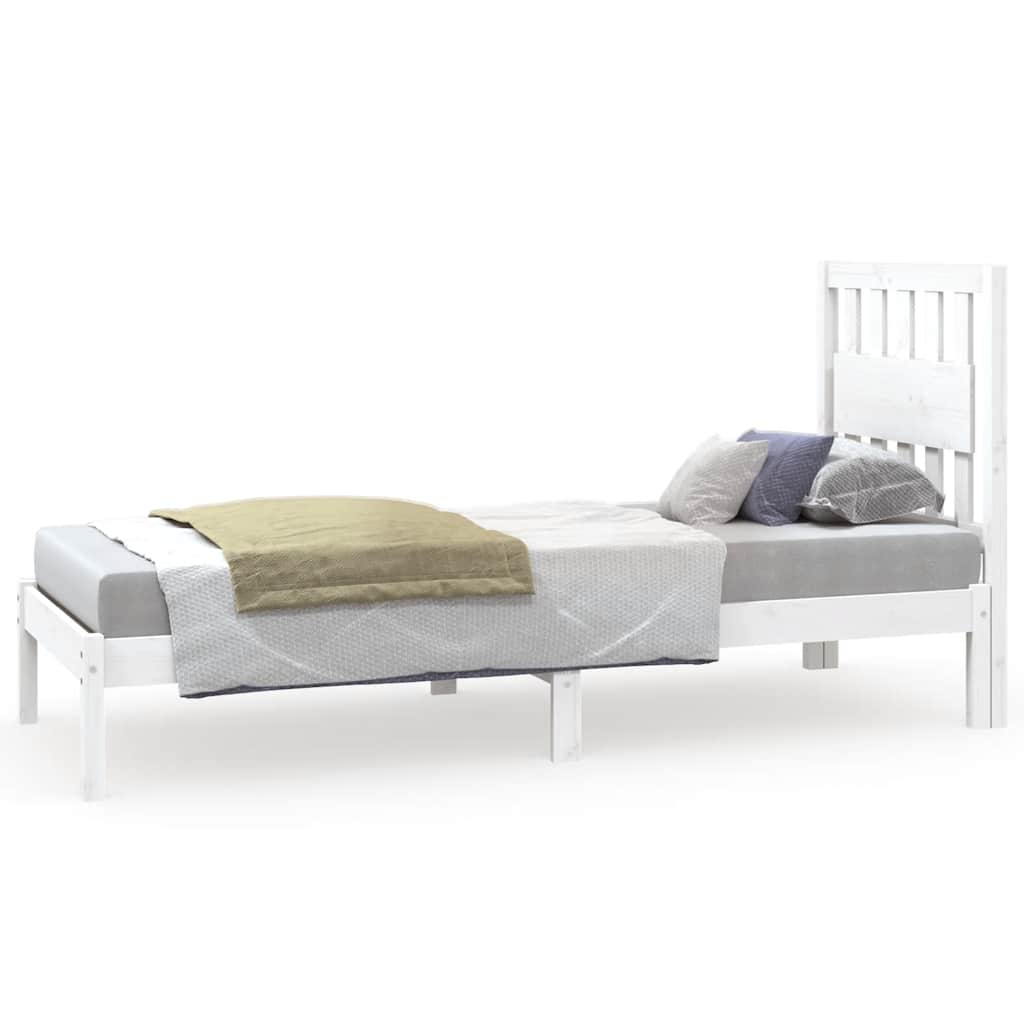 Okvir za krevet od borovine bijeli 75x190 cm jednokrevetni