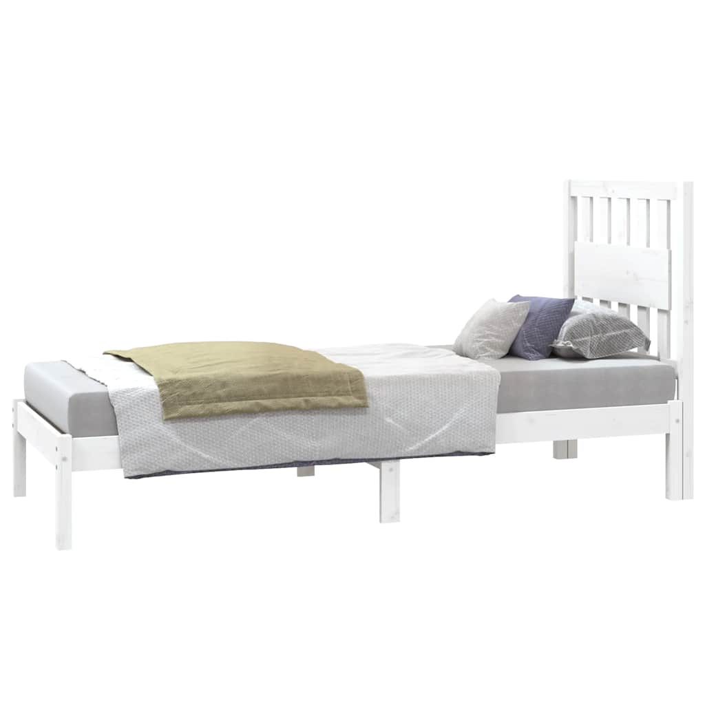 Okvir za krevet od borovine bijeli 75x190 cm jednokrevetni
