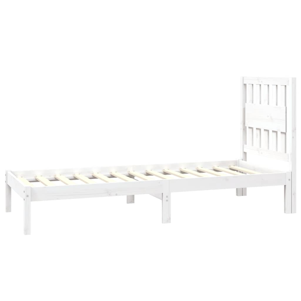 Okvir za krevet od borovine bijeli 75x190 cm jednokrevetni