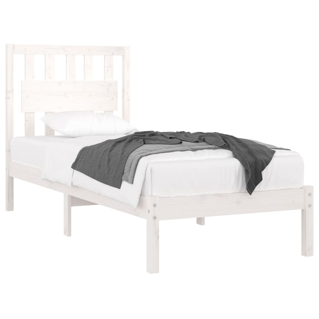 Okvir za krevet od masivne borovine bijeli 90 x 200 cm